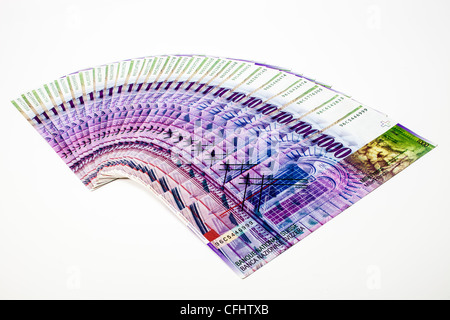 Banconote in Svizzera, diverse migliaia di franchi svizzeri, contanti, carta moneta Foto Stock