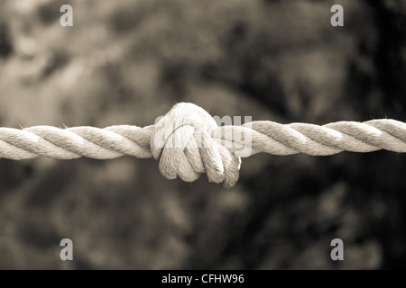 Nodo in una corda, simbolo concettuale Foto Stock