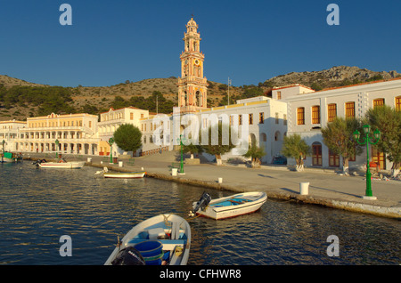 Monastero di San Michele, Panormitis, isola greca di Symi, Egeo Dodecaneso Isola Gruppo, Grecia Foto Stock