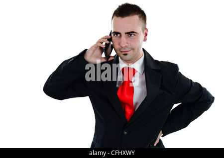 Uomo d affari al telefono Foto Stock