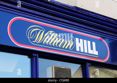 William Hill Bookmakers segno, Cambridge, Inghilterra, Regno Unito Foto Stock