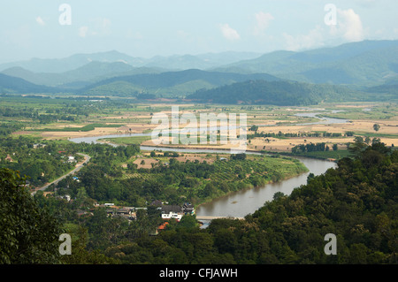 Elk208-4586 Thailandia, Thaton, paesaggio vicino alla città, Fiume Mae Kok Foto Stock