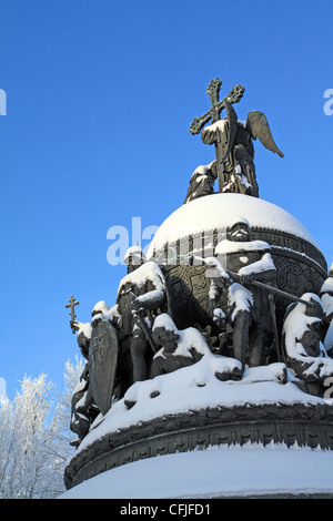 Monumento del millennio in Russia nel grande Novgorod Foto Stock