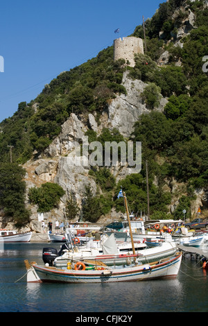 Vathy Harbour, Itaca, Isole Ionie, isole greche, Grecia, Europa Foto Stock