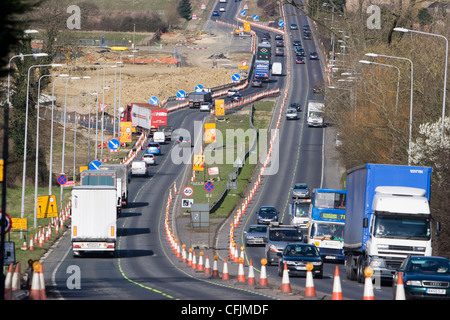 Costruzione del Blunsdon A419 a doppia carreggiata bypass road vicino a Swindon, Wiltshire Foto Stock