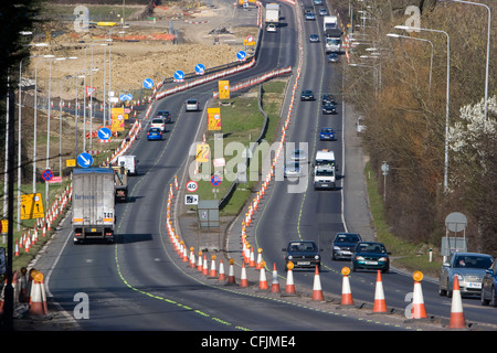 Costruzione del Blunsdon A419 a doppia carreggiata bypass road vicino a Swindon, Wiltshire Foto Stock