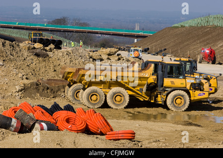 Costruzione del Blunsdon A419 a doppia carreggiata bypass road vicino a Swindon, Wiltshire Foto Stock