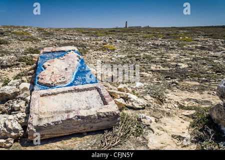La stele di pietra del capo Sainte Marie che rappresenta la punta meridionale del Madagascar Foto Stock