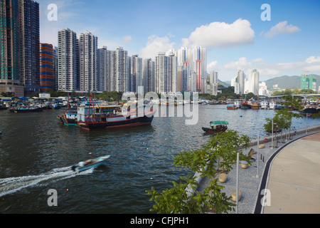 Barche nel porto di Aberdeen, Aberdeen, Hong Kong, Cina, Asia Foto Stock