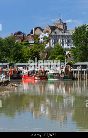 Porto di pesca sul fiume Rother, città vecchia, segala, East Sussex England, Regno Unito, Europa Foto Stock