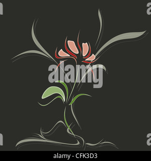 Bella fiore rosso su sfondo grigio scuro Foto Stock