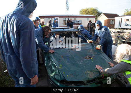 DALE FARM, Basildon, Essex, Regno Unito, 19/09/2011. Ultimi preparativi prima del previsto lo sfratto. Foto Stock