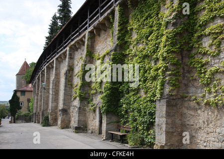 Mura della città vecchia a Rothenburg, Germania Foto Stock