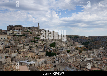 Il centro storico di Matera con la cosiddetta 'assi' case. Foto Stock