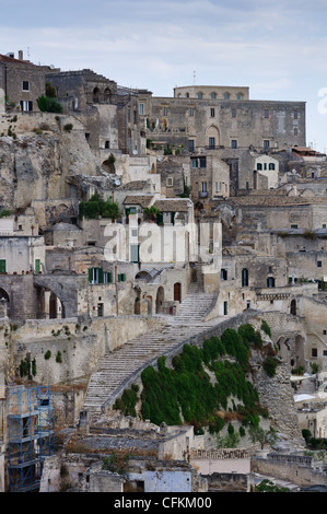 Il centro storico di Matera con la cosiddetta 'assi' case. Foto Stock