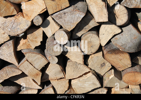 Registri, tritato e essiccato pronto per legna da ardere. Foto Stock