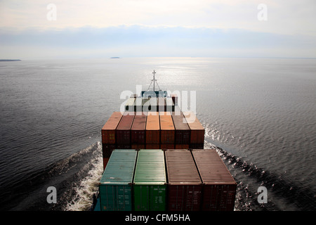 Nave Container, Mar Baltico, Svezia, Scandinavia, Europa Foto Stock