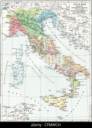 Mappa di Italia, l'epoca dell'Imperatore Augusto. Foto Stock