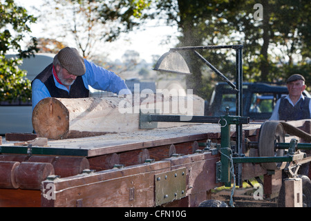 Alimentato a vapore segheria presentano a Mannington Hall Foto Stock