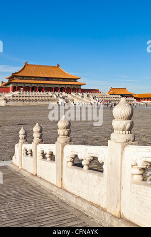 Sala della suprema armonia, corte esterna, la Città Proibita di Pechino, Cina, Asia Foto Stock