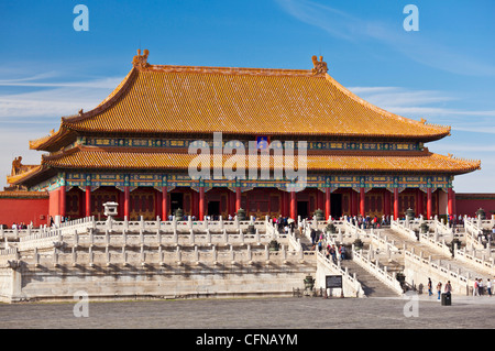 Sala della suprema armonia, corte esterna, la Città Proibita di Pechino, Cina, Asia Foto Stock