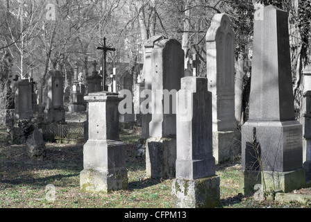 I religiosi cimitero con le croci in una zona boschiva Foto Stock