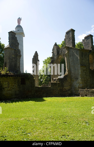 Chiesa in rovina a Montfaucon American Prima guerra mondiale Memorial presso Romagne sulla linea Hindenburg Meuse Argonne Forest Francia Foto Stock