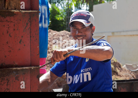 Un operaio birmani lavorano in Phuket, Tailandia Foto Stock