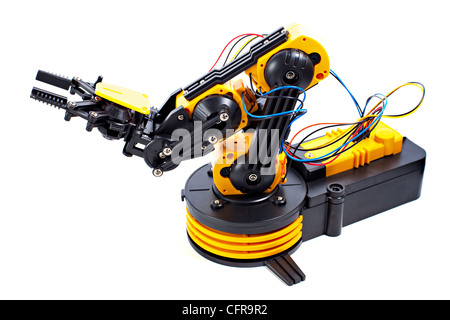 Nero e Giallo elettronico di braccio robotico. Foto Stock
