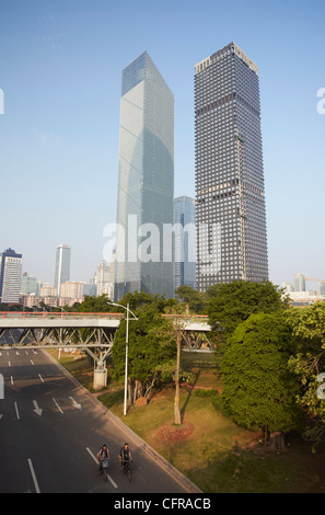 Grattacieli di Zhujiang nella zona di New Town,, Tianhe di Guangzhou, Provincia del Guangdong, Cina e Asia Foto Stock