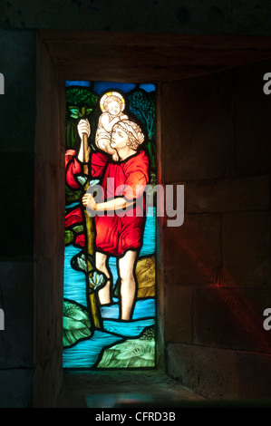 Saint Christopher vetrate, la chiesa di Santa Maria, Bloxham, Oxfordshire, England, Regno Unito Foto Stock