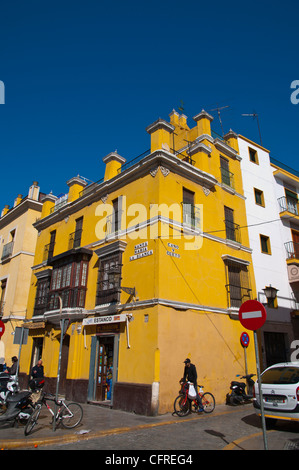 Santa Maria de la Blanca street central quartiere Santa Cruz centrale di Siviglia Andalusia Spagna Foto Stock