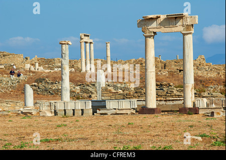 Agorà degli italiani, di Delos, Sito Patrimonio Mondiale dell'UNESCO, Cicladi, isole greche, Grecia, Europa Foto Stock