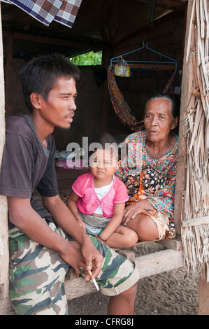 I rifugiati di Sulu sull isola di Mabul, Borneo Malaysia Foto Stock