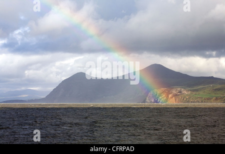 Rainbow Yr Eifl da Porth Dinllaen Nefyn Lleyn Peninsula Gwynedd in Galles Foto Stock