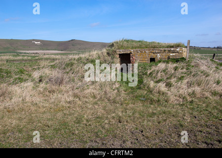 Scatola di pillole di guerra tra Stanton St Bernard e Alton Barnes Foto Stock