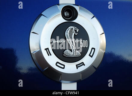 Parte posteriore GT500 Cobra badge 2007 Ford Shelby GT500 Mustang Cobra Coupe Foto Stock