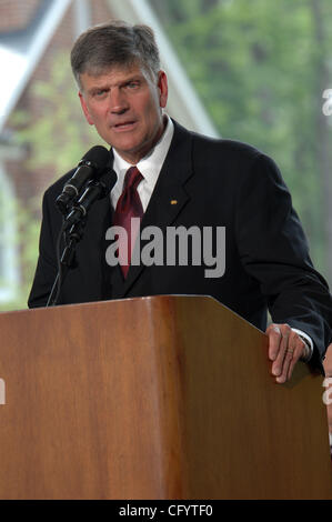 Maggio 31, 2007 Charlotte, NC, Stati Uniti d'America, Evanglist Franklin Graham rende commento circa il suo padre durante la cerimonia di premiazione per la biblioteca servizio dedizione per Evanglist Billy Graham che ha avuto luogo nella sua città natale di Charlotte. La libreria ripercorre la vita e gli insegnamenti del leggendario Evanglist Graham. Th Foto Stock