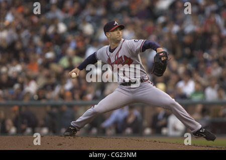 Braves a partire lanciatore Tim Hudson in martedì sera gioco tra egli San Francisco Giants e Atlanta Braves presso AT&T Park di San Francisco, California Fotografia di Jose Luis Villegas, luglio 24, 2007 Foto Stock