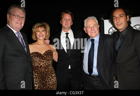 Howard Stringer, Amy Pascal, Tom Hooper, David Seidler e Alexandre Desplat La trentaseiesima edizione di Los Angeles Film Critics Association Awards tenutosi presso l'Hotel InterContinental - Arrivi Century City in California - 15.01.11 Foto Stock