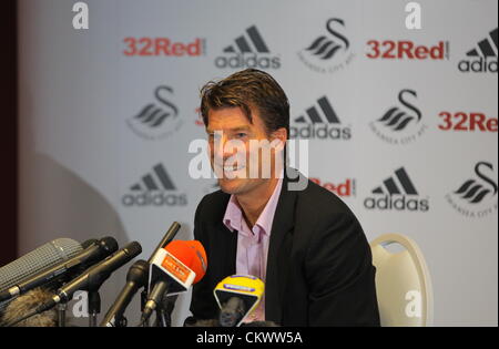 Nella foto: Manager Michael Laudrup. Giovedì 23 Agosto 2012 Re: Barclay's Premier League lato Swansea City FC conferenza stampa al Liberty Stadium, South Wales, Regno Unito. Credito: D Legakis / Alamy Live News Foto Stock