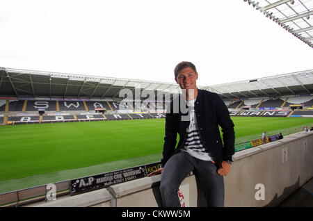 Nella foto: Il Calciatore Ben Davies. Giovedì 23 Agosto 2012 Re: Barclay's Premier League lato Swansea City FC conferenza stampa al Liberty Stadium, South Wales, Regno Unito. Foto Stock