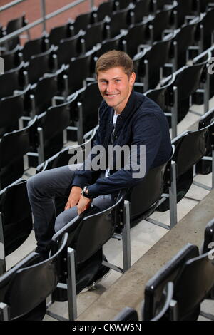 Nella foto: Il Calciatore Ben Davies. Giovedì 23 Agosto 2012 Re: Barclay's Premier League lato Swansea City FC conferenza stampa al Liberty Stadium, South Wales, Regno Unito. Foto Stock