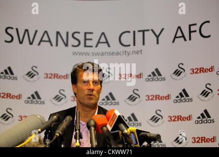 Nella foto: Manager Michael Laudrup. Giovedì 23 Agosto 2012 Re: Barclay's Premier League lato Swansea City FC conferenza stampa al Liberty Stadium, South Wales, Regno Unito. Foto Stock