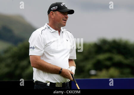 25.08.2012 Gleneagles, Scozia. Thomas BJÖRN in azione durante il giorno tre del Johnnie Walker Championship Da Gleneagles Campo da Golf. Foto Stock