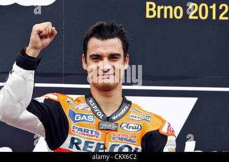 26 ago 2012. Brno, Repubblica Ceca MotoGP GP Gran Premio della Repubblica ceca Automotodrom Brno Cerimonia di Premiazione immagine mostra Dani Pedrosa Spa Honda Foto Stock