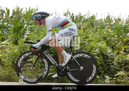 29.08.2012. - Cambados Pontevedra, Spagna. Ciclismo Crono. Vuelta a Espana, Fase 11 - CAMBADOS PONTEVEDRA, Omega Pharma - Quick Step 2012, Martin Tony. Foto Stock