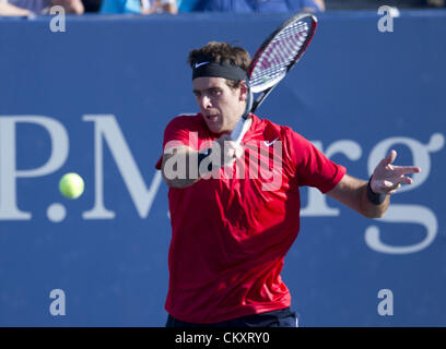 Il agosto 29, 2012 - New York New York, Stati Uniti d'America - Juan Martin Del Potro di Argentina svolge i suoi uomini singoli match di primo turno contro Florent serra della Francia il giorno tre del 2012 US Open a USTA Billie Jean King National Tennis Center su agosto 29, 2012 a New York City. (Credito Immagine: © Javier Rojas/Prensa Internacional/ZUMAPRESS.com) Foto Stock