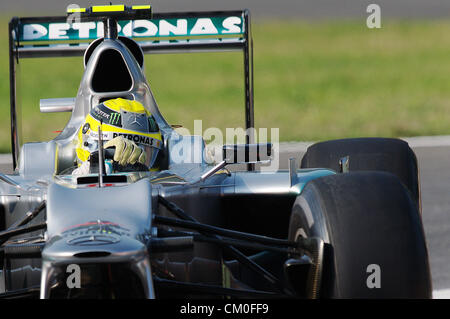 Monza, Italia. 8 settembre 2012. Nico Rosberg della Mercedes in azione durante la giornata di qualificazione del GP d'Italia 2012. Foto Stock