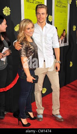 Sett. 10, 2012 - Los Angeles, California, Stati Uniti - Shawn Johnson, Derek Hough, frequentando il Los Angeles Premiere di ''i vantaggi di essere un violaciocca'" tenutasi presso la Arclight Glossari Affini cupola in Hollywood, la California il 10 settembre 2012. 2012(Immagine di credito: Â© D. lunga/Globe foto/ZUMAPRESS.com) Foto Stock